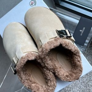 NEW Moncler Mon Faux Shearling Mule (Women) BROWN